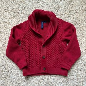 Janie And Jack 3t Boy Red Cable Knit Cardigan Holiday Christmas Sweater